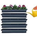 Hossi's Wholesale Blumenkasten mit Wasserspeicher 100cm, 4 Stück, Balkon Pflanzenkasten in Anthrazit mit Untersetzer