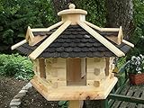 Vogelhaus Vogelhäuser Vogelfutterhaus-(V035)-Vogelhäuschen-aus Holz- Schreinerarbeit-Gaube Schwarz sehr Groß