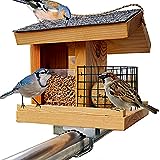STAFECO® Vogelfutterhaus Vogelhaus für Balkon wetterfest Futterhaus Handarbeit aus Natur Holz Vogelhaus zum Aufhängen im Garten und Balkon Gartenvögel