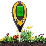 Aulande Bodentester Feuchtigkeitsmessgerät Pflanzen, 4-in-1 Bodentemperatur/Licht/pH-Wert/Feuchtigkeitsmesser Messgerät für Garten, Bauernhof, Rasen, Innen und Außen