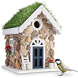 Gardigo Nistkasten Steinhaus | Dekoratives Vogelhaus zum aufhängen | Vogelhäuschen für Garten, Balkon, Terrasse