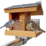 STAFECO® Vogelfutterhaus für Balkon oder zum Aufhängen wetterfest Futterhaus Handarbeit aus Natur Holz Vogelhaus Gartenvögel im Garten