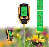 Bodenfeuchtigkeitsmesser, 4-in-1 Boden-pH-Messgerät, LCD-Display, digitales Pflanzentemperatur/Bodenfeuchtigkeit/pH-Messgerät/Sonnenlichtintensität